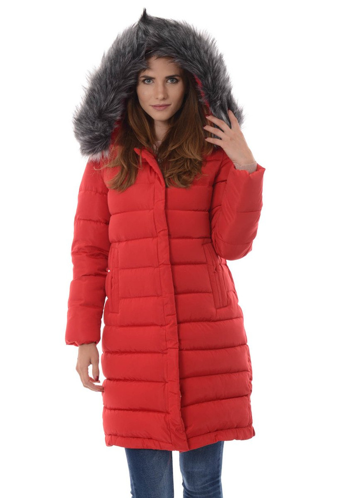 Damska Zimowa Kurtka Ortalionowa Czerwona