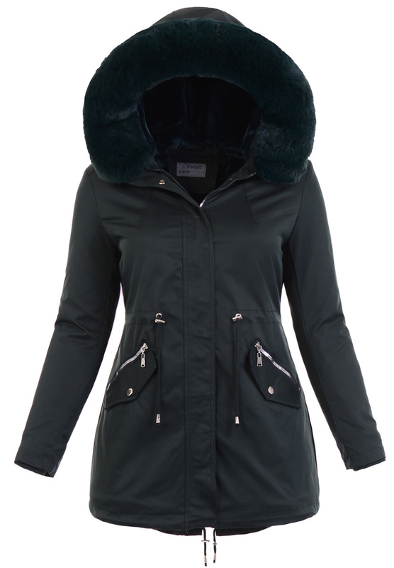 Kurtka Parka Zimowa Elżbieta Butelkowo Zielona