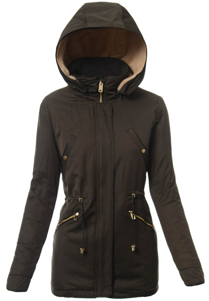 Damska Kurtka Parka Ortalionowa Zimowa Zielona