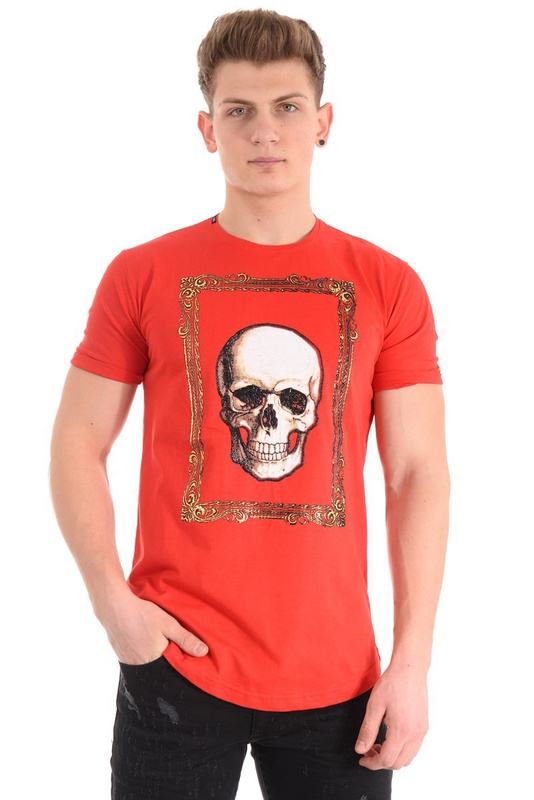 Męska Koszulka T-Shirt Nadruk Czerwona