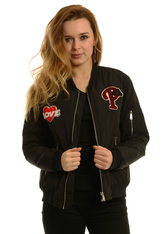 Damska Jesienna Kurtka Bomberka Kenza Czarna