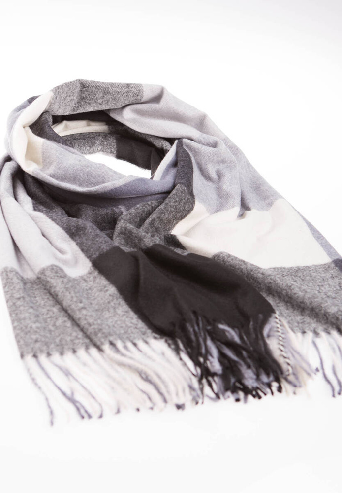 Szal Damski Szaro Czarny W Kratę