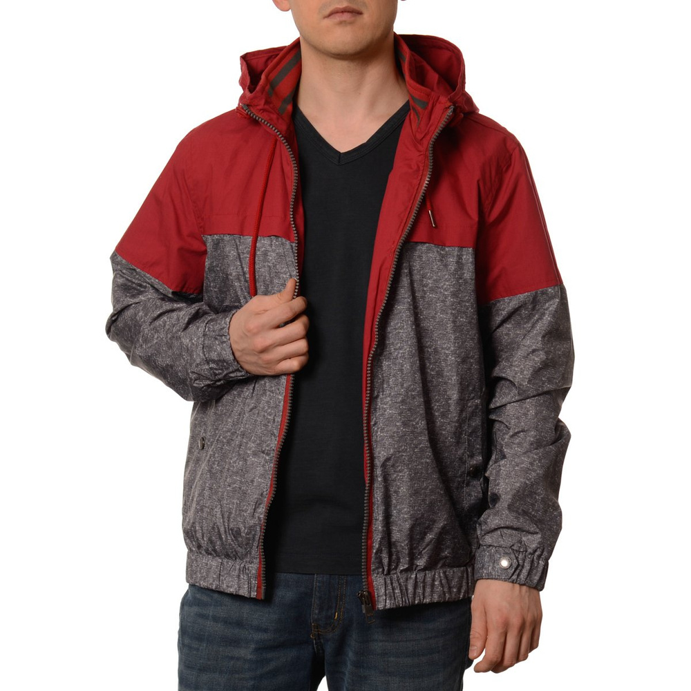 Męska Kurtka Wiosenna - Jesienna Wiatrówka Czerwono Szara