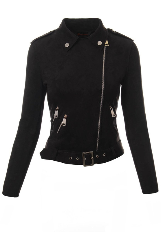 Ramoneska w Kolorze Czarnym z Zamszu