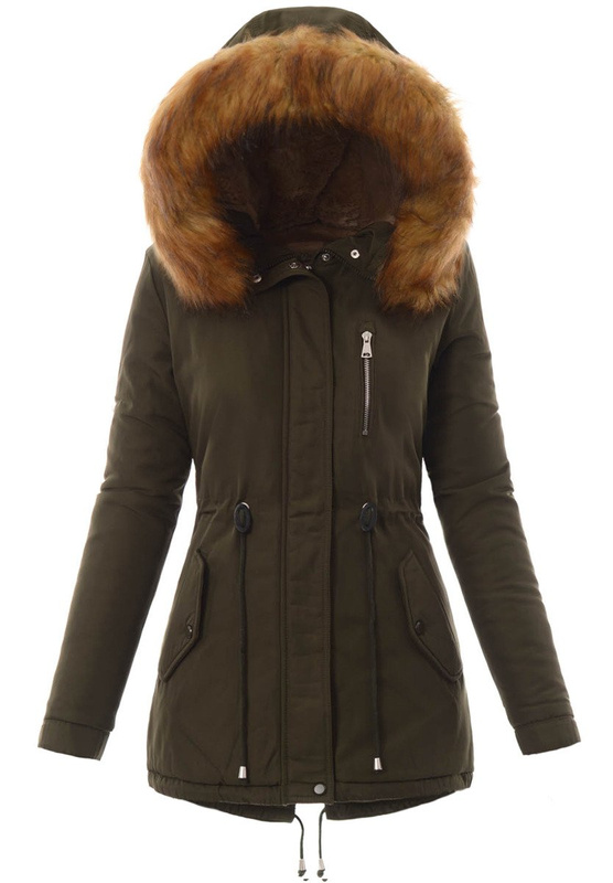 Damska Kurtka Parka Ortalionowa Zimowa Zielona