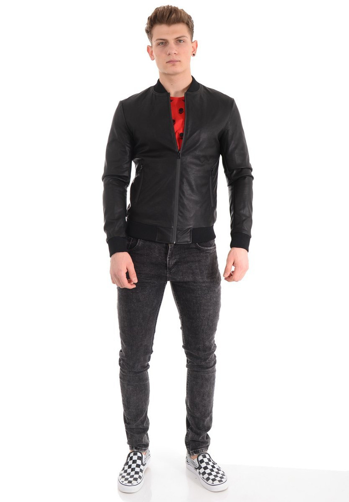 Kurtka Męska Skórzana Czarna