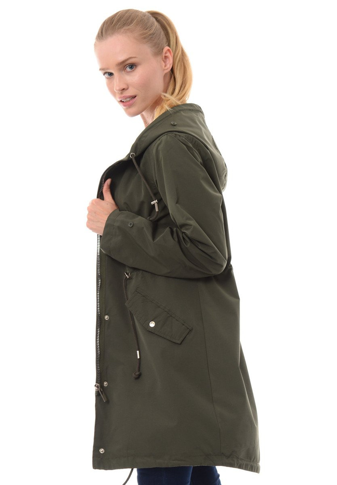 Kurtka Parka 2w1 Zielona Z Białym Futerkiem
