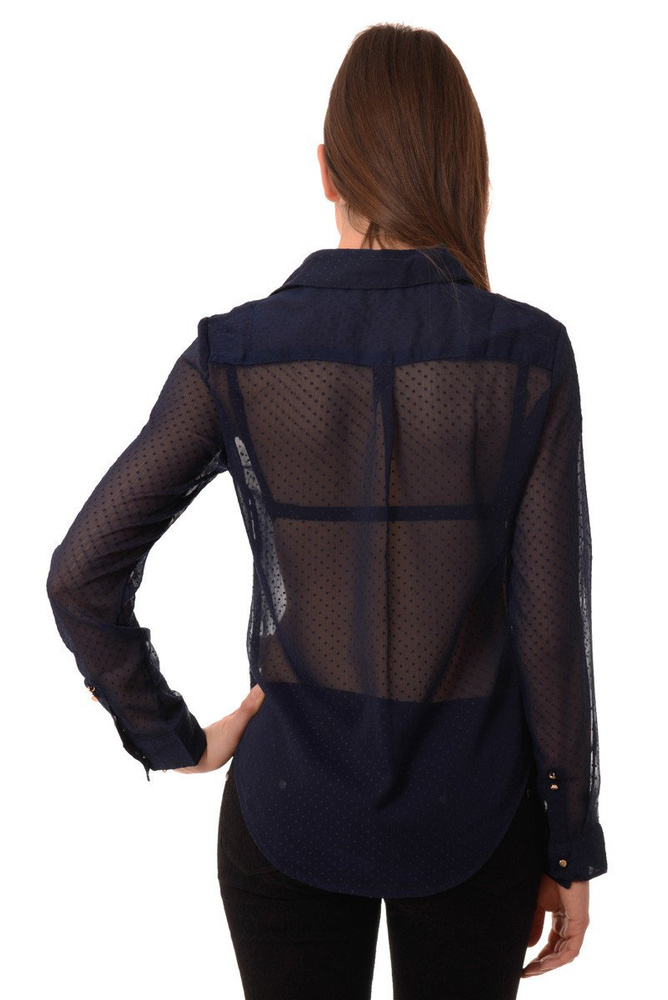 Koszula Damska Siateczka Groszki Granatowa