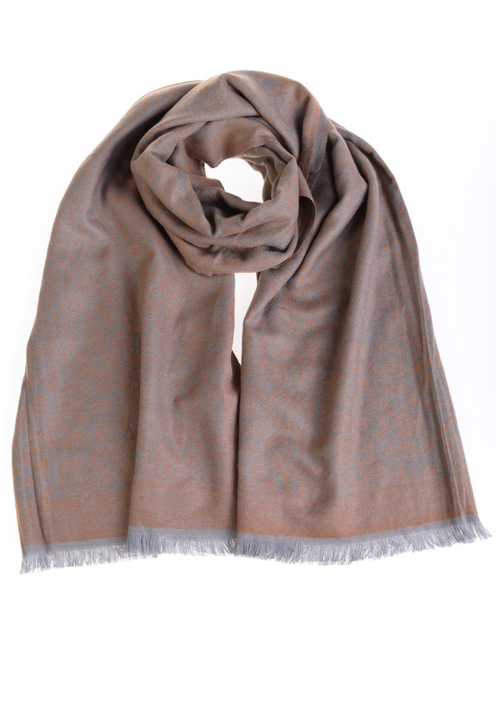 Szal Damski W Panterkę Brązowo- Niebieski