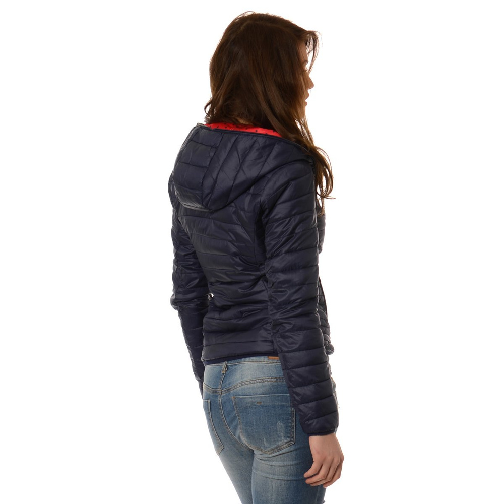 Damska Dwustronna Wiosenna - Jesienna Kurtka Ortalionowa Nadia Granatowo Czerwona