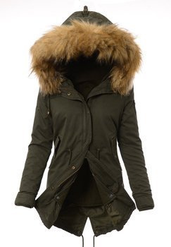 Parka Zimowa 2w1 Zielona Z Brązowym Futerkiem