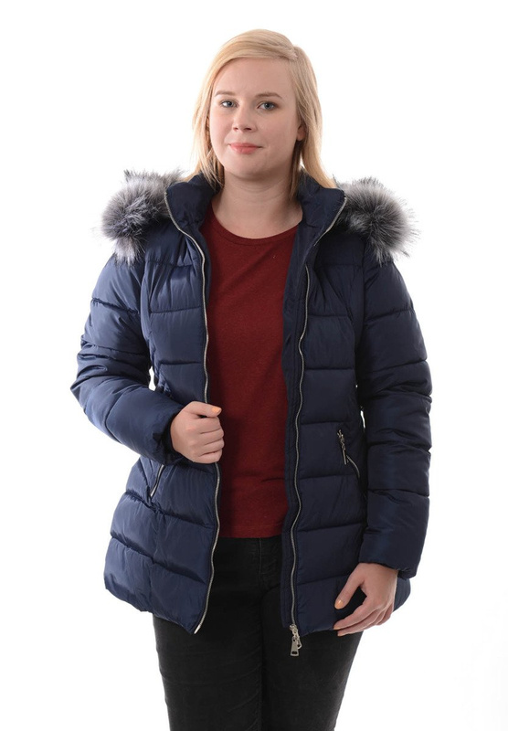 Damska Zimowa Ortalionowa Kurtka Granatowa