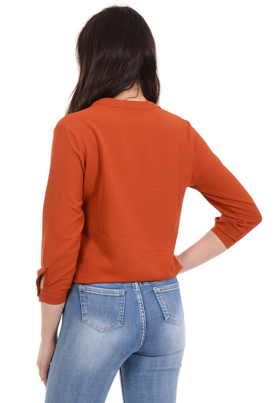 Damska Bluzka Koszulowa Brązowa