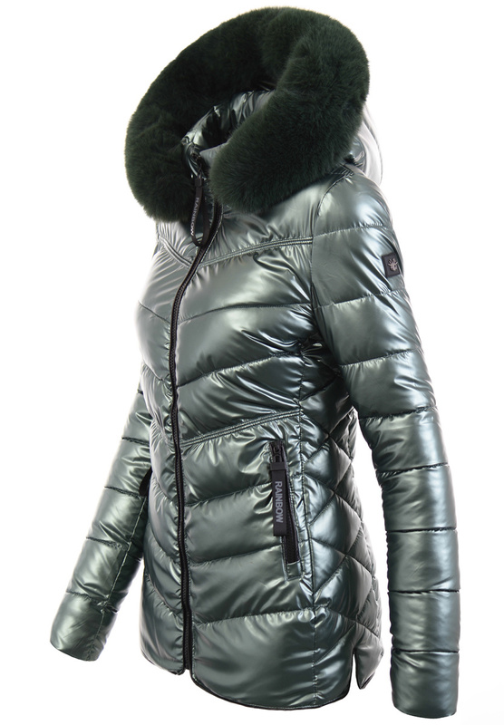 Damska Kurtka Zimowa Emily Perłowo Zielona