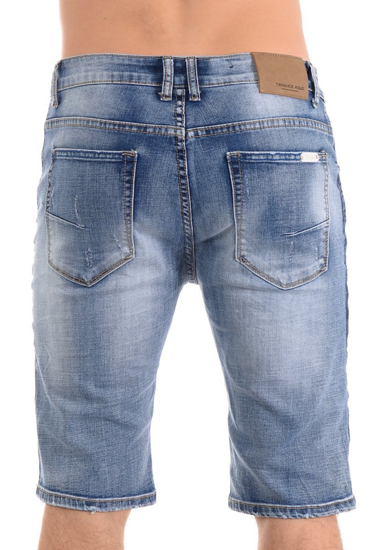 Męskie Spodenki Jeansowe Granatowe