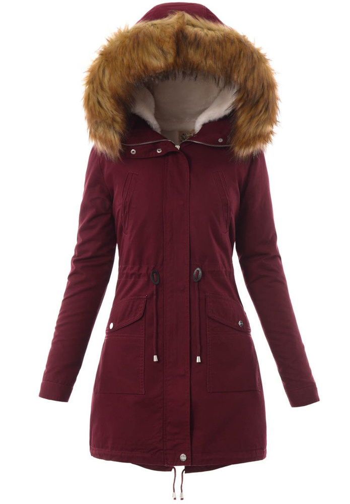 Damska Kurtka Parka Zimowa 2w1 Bordowa