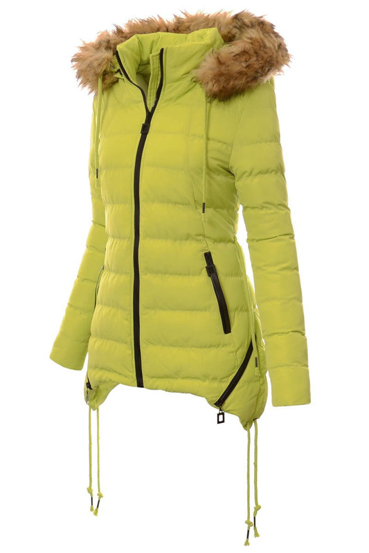 Damska Zimowa Kurtka Ortalionowa Limonkowa