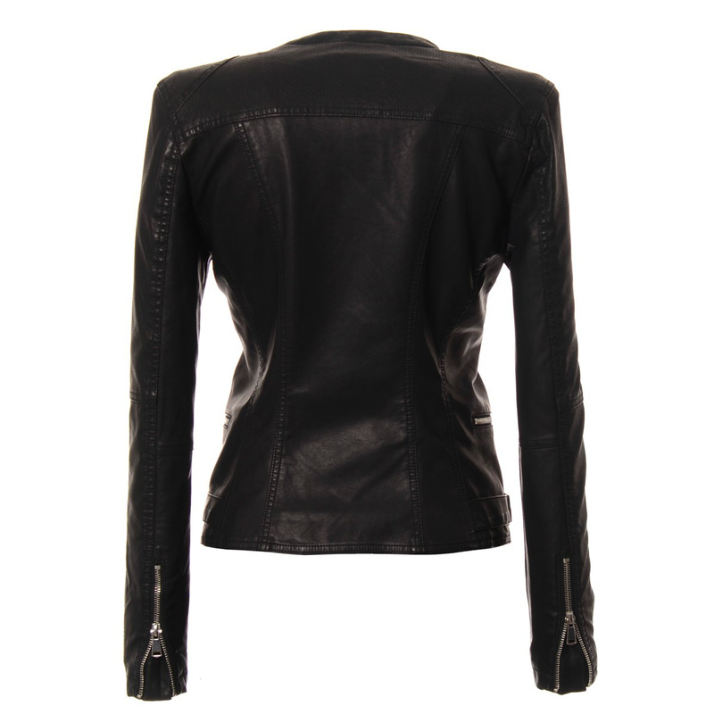 Damska Skórzana Kurtka Ramoneska Czarna