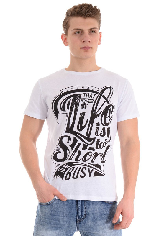 Męska Koszulka T-Shirt Nadruk Biała