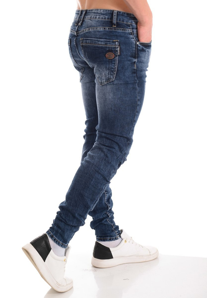 Męskie Spodnie Jeansowe Granatowe