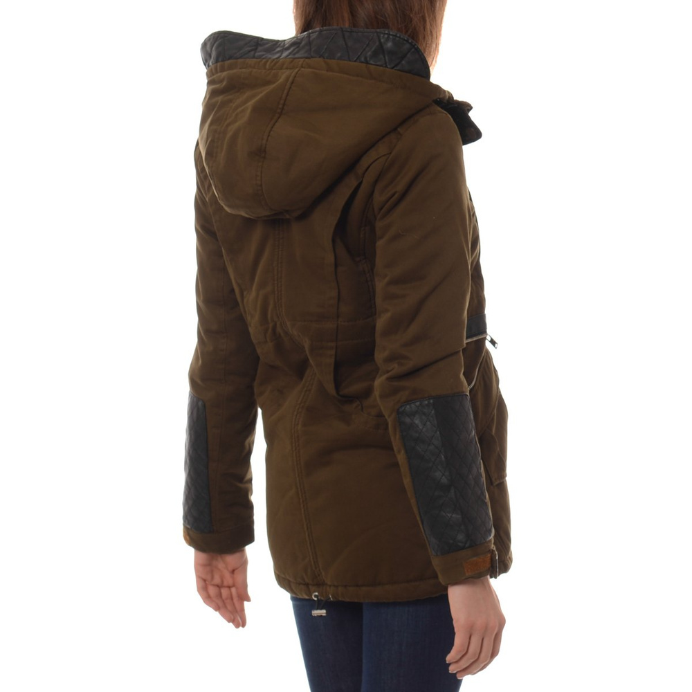 Damska Zimowa Parka Kurtka Oliwkowa Zieleń