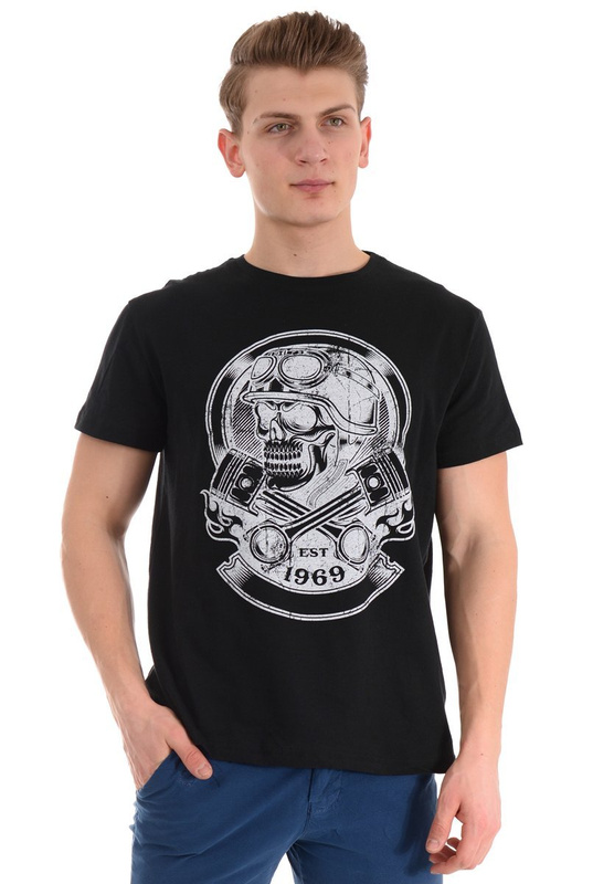 Męska Koszulka T-Shirt Nadruk Czarna