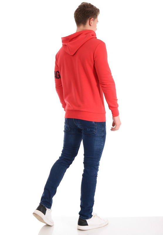 Męska Bluza Z Kapturem Czerwona