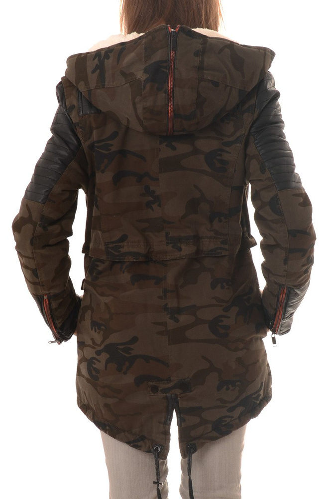 Damska Zimowa Kurtka Parka Płaszcz Moro Oliwkowa