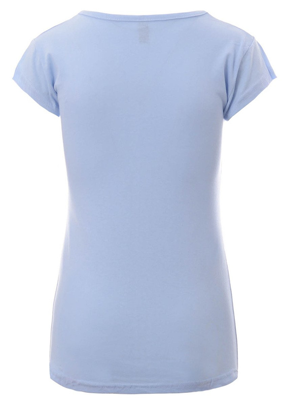 Damska Koszulka Krótki Rękaw T-Shirt Nadruk Kieszonka Błękitna