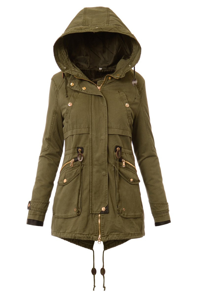 Damska Parka Kurtka Wiosenno Zimowa 2w1 Zielona