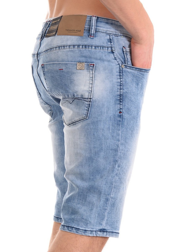 Męskie Spodenki Jeansowe Niebieskie