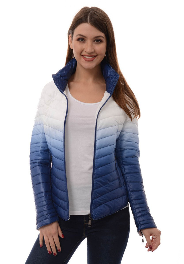 Damska Jesienna Wiosenna Kurtka Ortalionowa Ombre Emma Granatowo Biała