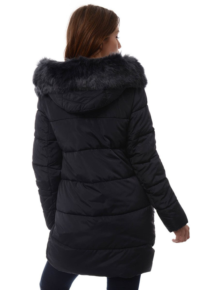 Damska Długa Zimowa Kurtka Ortalionowa Granatowa