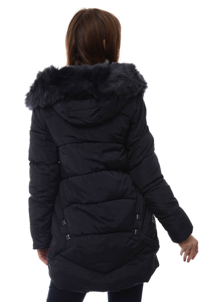 Damska Długa Zimowa Kurtka Ortalionowa Granatowa