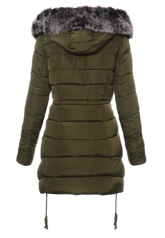 Damska Długa Zimowa Kurtka Ortalionowa Daga Zielona