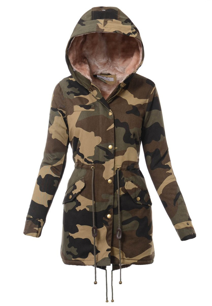 Damska Kurtka Parka Zimowa Moro z Różowym Futerkiem