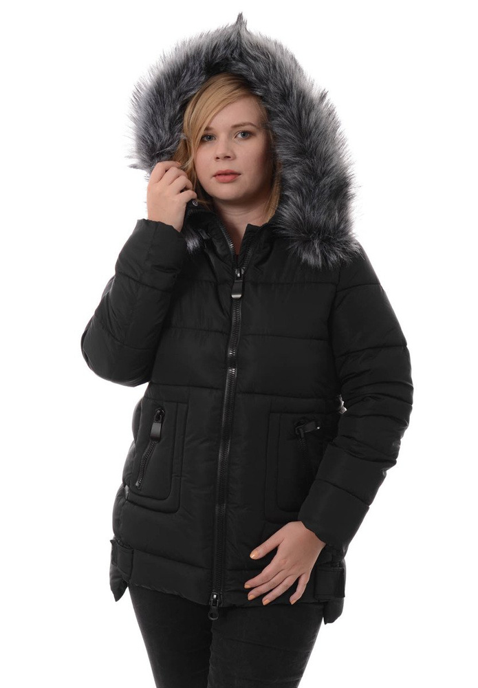 Damska Zimowa Ortalionowa Kurtka Czarna