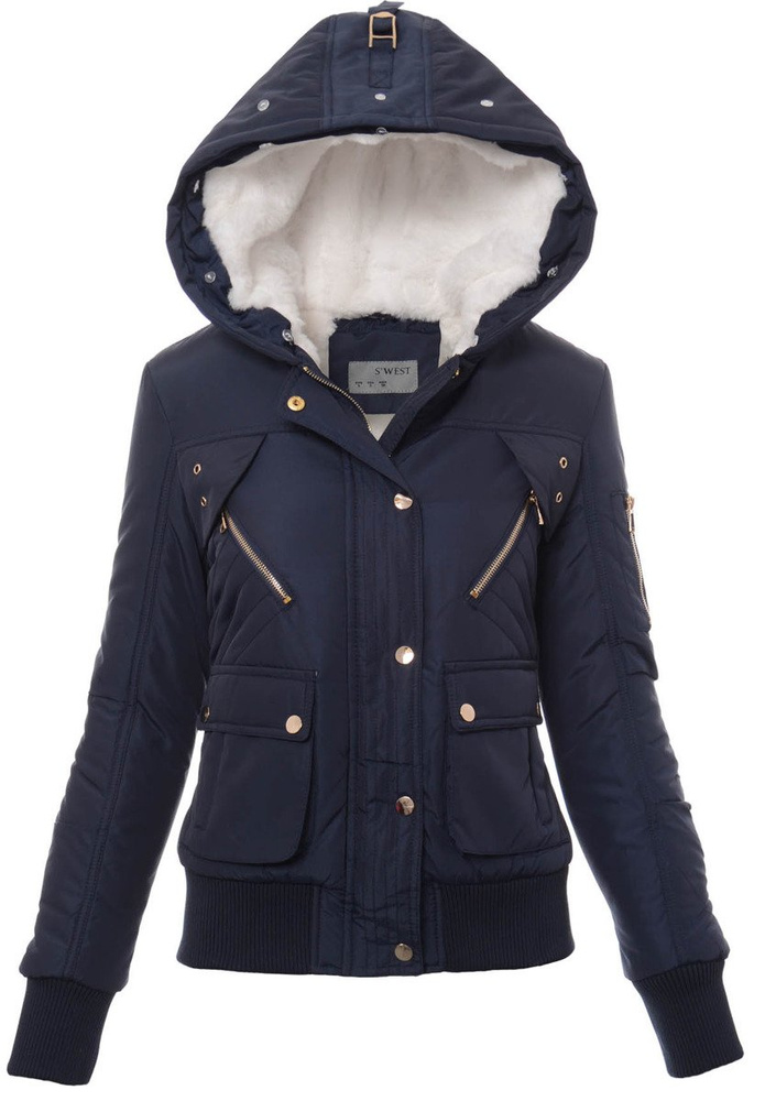 Damska Zimowa Kurtka Bomberka Beata Granatowa