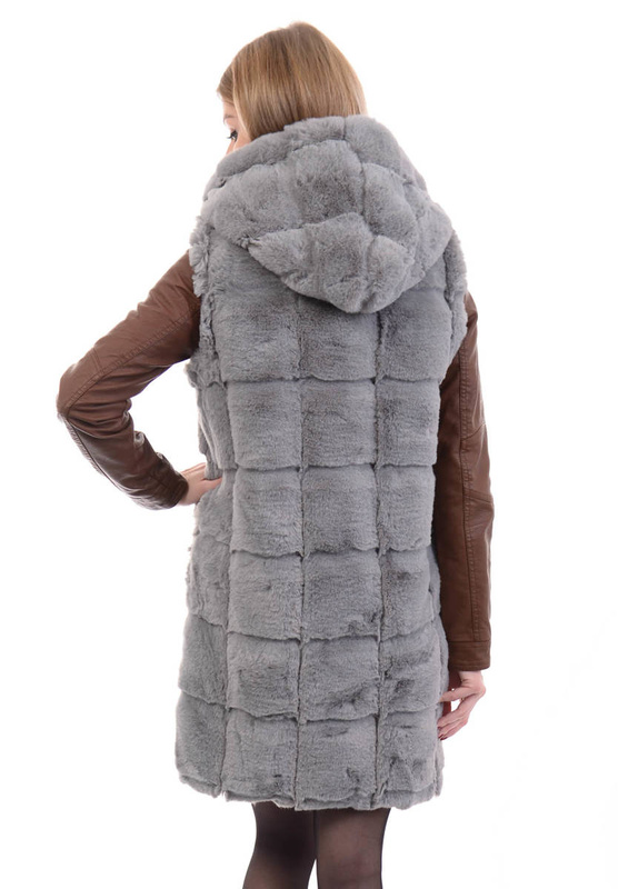 Damska Kamizelka Futerko Bezrękawnik Oliwia Szary