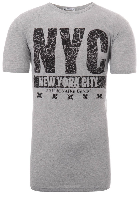 Męska Koszulka T-Shirt Nadruk NYC Jasno Szara