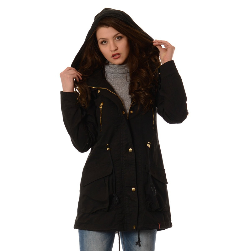 Damska Wiosenna Kurtka Parka Isabelle Czarna