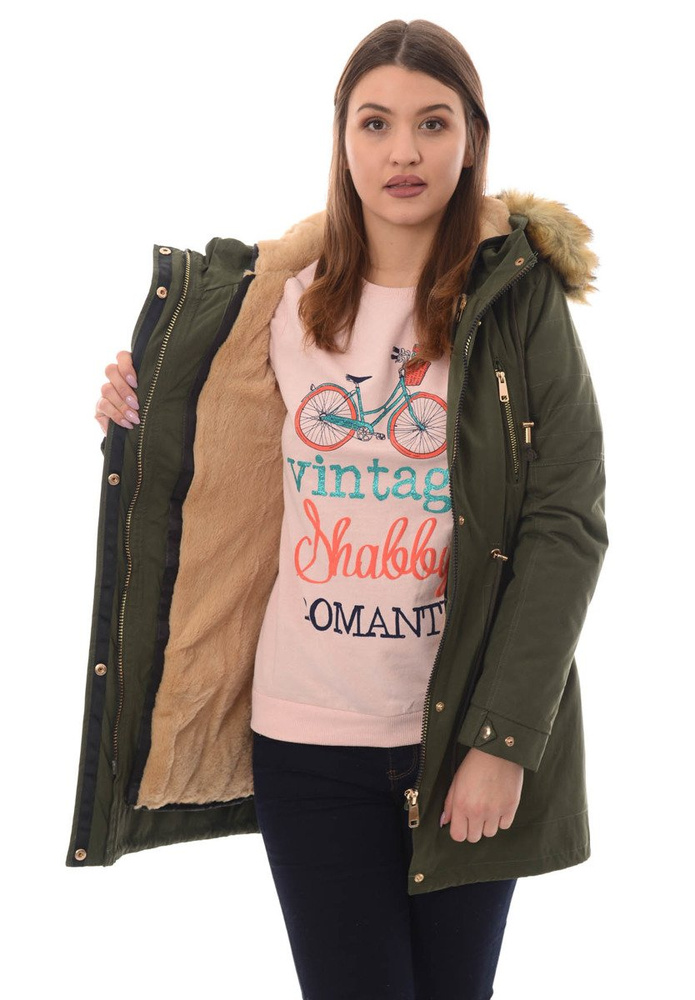 Damska Kurtka Parka Zimowa 2w1 Maryla Zielona