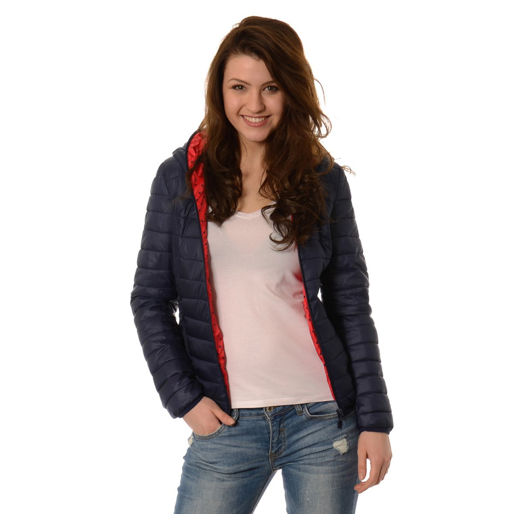 Damska Dwustronna Wiosenna - Jesienna Kurtka Ortalionowa Nadia Granatowo Czerwona
