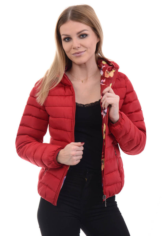 Damska Dwustronna Wiosenno - Jesienna Kurtka Judyta Czerwona