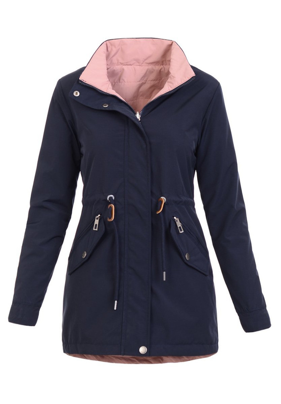 Parka Wiosenna Dwustronna Granatowo- Różowa