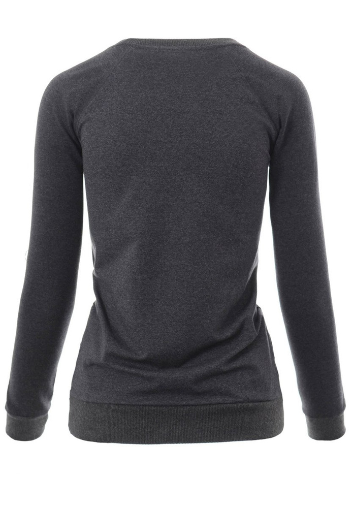 Damska Bluza Bawełniana Bez Nadruku Ciemno Szara