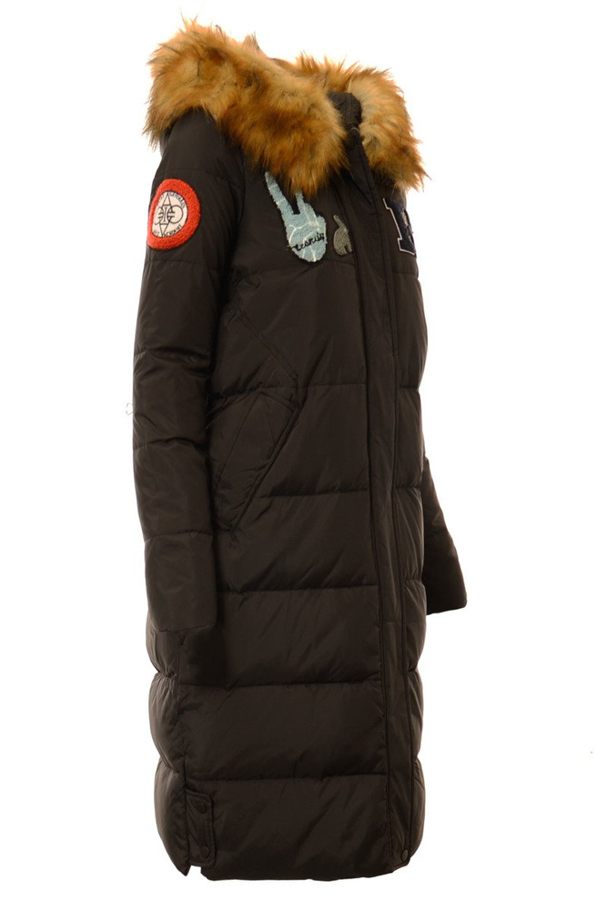 Długa Puchowa Damska Kurtka Zimowa Darcy Czarna
