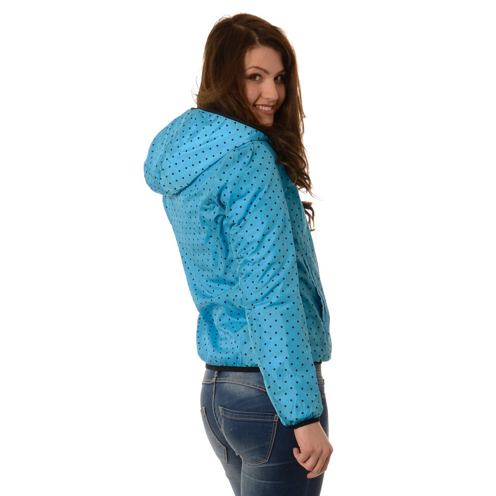 Damska Dwustronna Wiosenna - Jesienna Kurtka Ortalionowa Nadia Czarno Niebieska