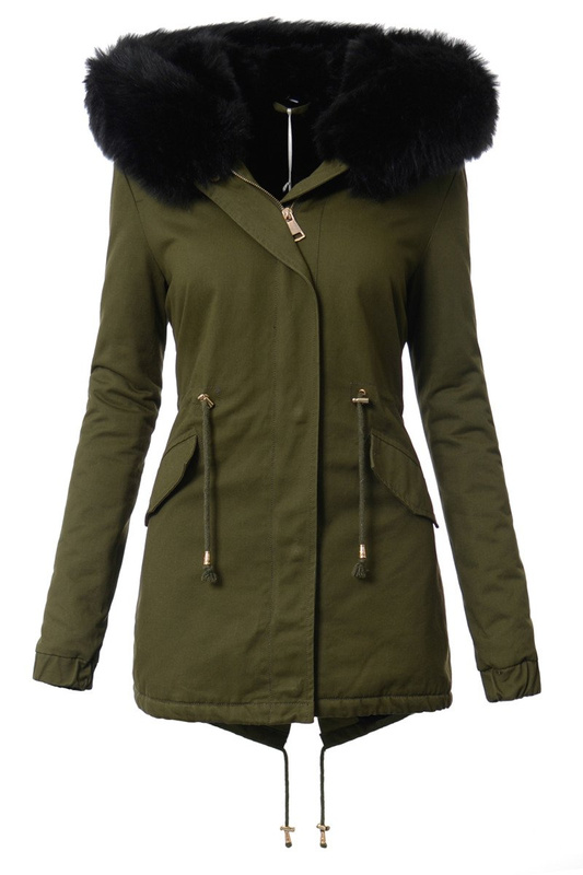 Piękna Damska Kurtka Parka Ismena z Czanym Futerkiem