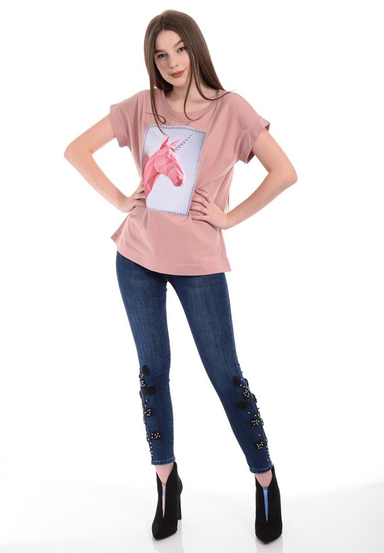 Damska Koszulka z Nadrukiem Różowa